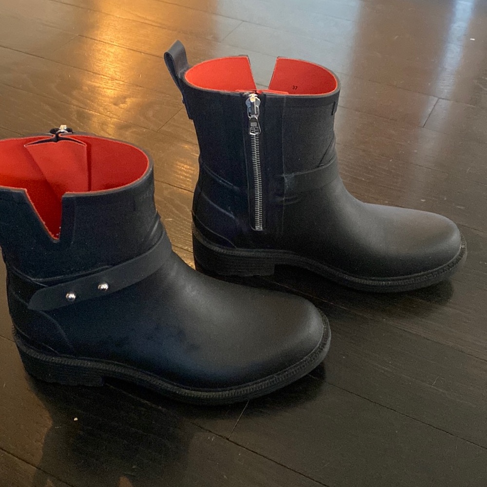 Rag & Bone Black Moto Rain Boot